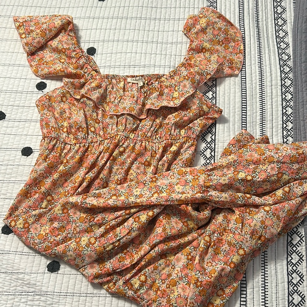Floral orange maxi dress